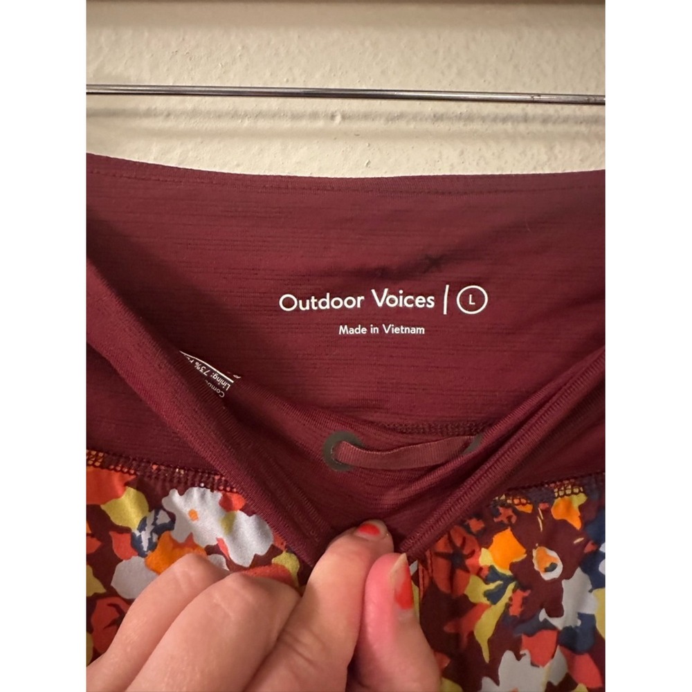 Outdoor Voices Floral Running Shorts in Burgundy and Orange floral - Picture 2 of 5